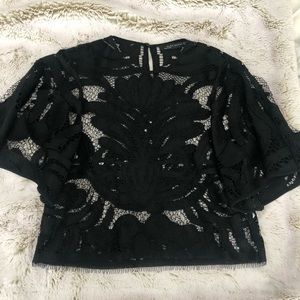 Zara Black Embroidered Top